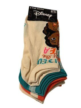 Disney Moana 6 Pair Ankle Socks Womens Shoe Size 9-11 Character NWT